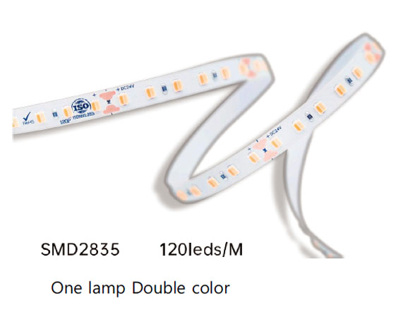 SMD2835-120D-8mm One Lamp Two Color CCT LED Strip