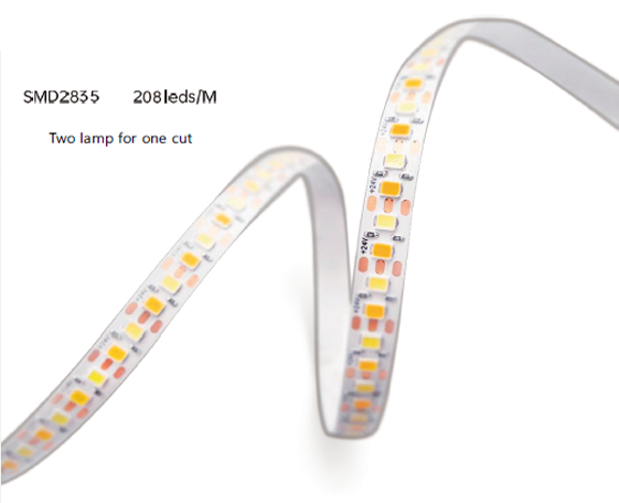 Two lamp One Cut SMD2835-208leds/m CCT Adjustable Flex LED Strip